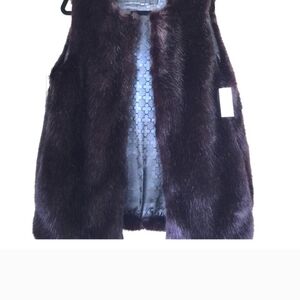 Pink Tartan Purple Vegan Fur Vest - Size XS